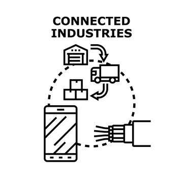 Connected industries concept for global supply chain logistics Stock Illustration