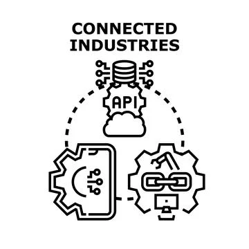 Connected industries concept representing digital transformation integration Illustrazione stock