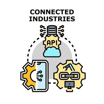 Connected industries concept representing digital transformation integration Stock Illustration
