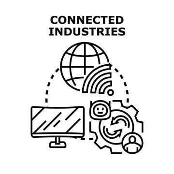 Connected industries global network and innovation process Stock Illustration