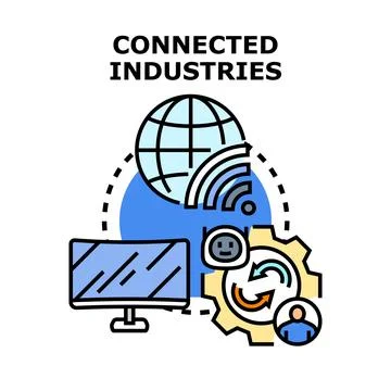 Connected industries global network and innovation process Stock Illustration