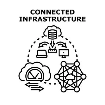 Connected infrastructure concept displaying global data network Stock Illustration