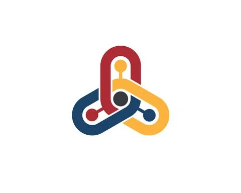 Connected interlocked tripple three different colour chains  Stock Illustration