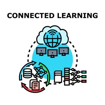 Connected learning and digital education ecosystem concept Stock Illustration