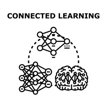 Connected learning concept with neural networks linking knowledge Stock Illustration