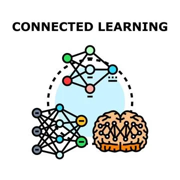Connected learning concept with neural networks linking knowledge Stockillustratie