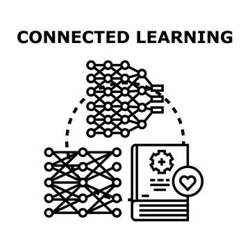 Connected learning systems visualize data analytics and digital education pro Stock Illustration