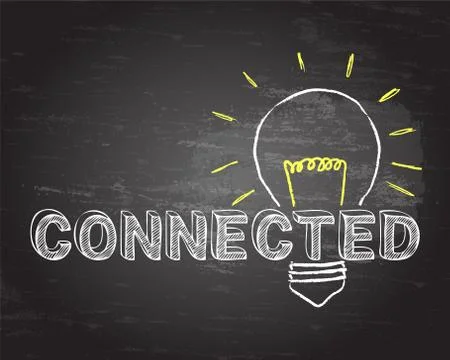 Connected Light Bulb Blackboard Stock Illustration