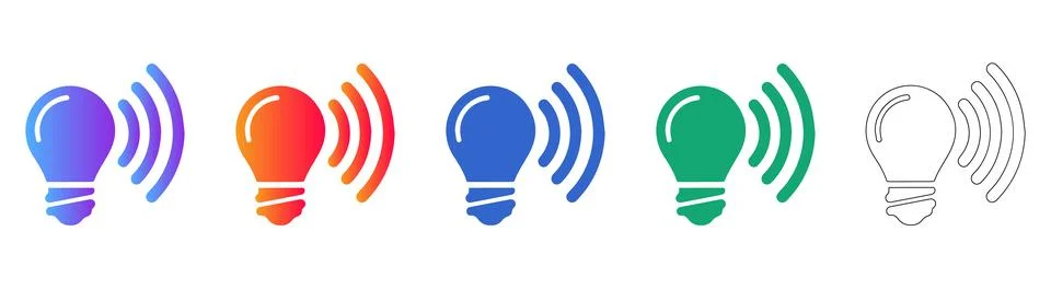 Connected Light Bulb Interface Icons イラスト素材