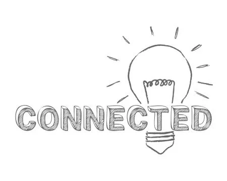 Connected Light Bulb Sketch Stock Illustration