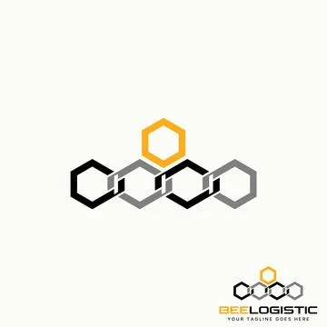 Connected lineout 5 hexagons like bee house. Related to animal or precision Stock-Illustration