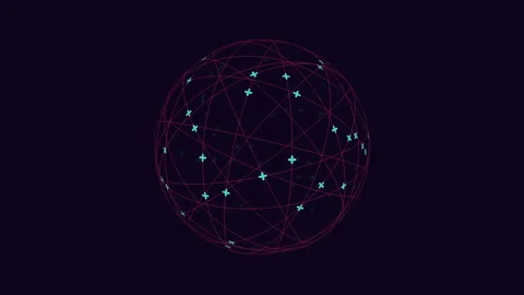 Connected lines and dots form intricate sphere pattern Stock Footage 300739074