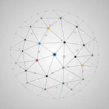 Connected lines and dots round pattern Stock Illustration