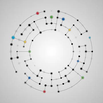Connected lines and dots round pattern 스톡 일러스트