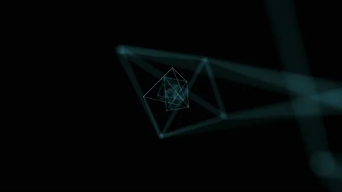 Connected Lines Moving Through with Flashing Lights in Nodes with DOF Blur Stock Footage 95582973