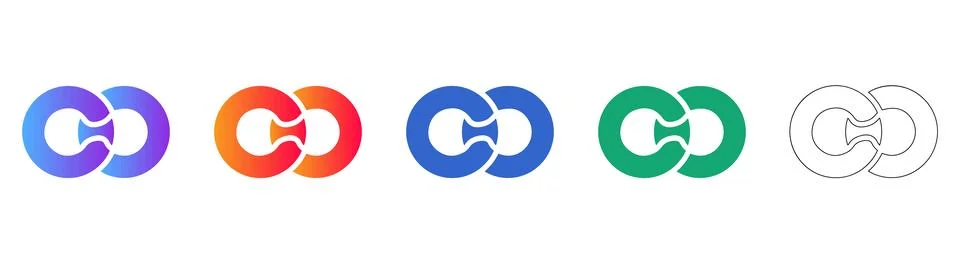 Connected Link Chain Icon Set for Networking Stock Illustration