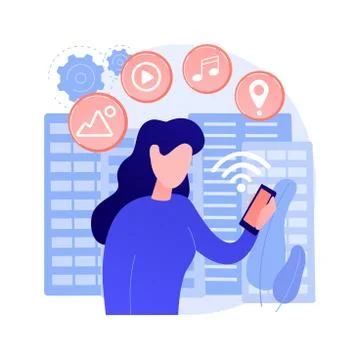 Connected living abstract concept vector illustration. 库存插图