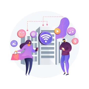 Connected living abstract concept vector illustration. Stock Illustration