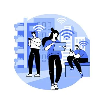 Connected living abstract concept vector illustration. Stock Illustration