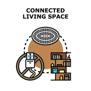 Connected living space vector illustration integrating smart home automation Stock Illustration