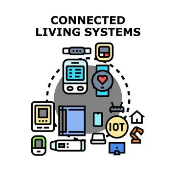 Connected living systems and internet of things technology concept Stock Illustration