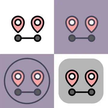 Connected Location Pins- GPS Navigation Route Icon 스톡 일러스트