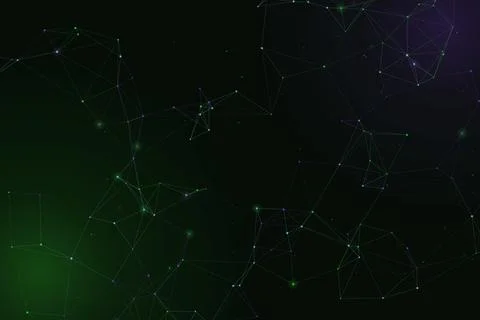Connected luminous nodes and fine geometric lines form an expansive digital.. 스톡 일러스트