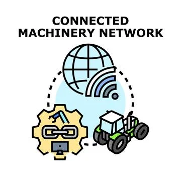 Connected machinery network concept for smart agriculture Stock Illustration