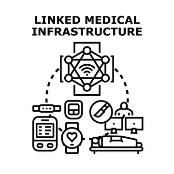 Connected medical infrastructure providing remote health monitoring services Illustrazione stock