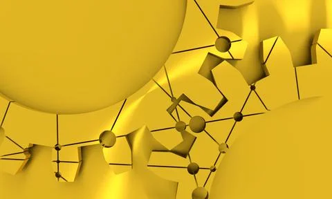 Connected Metallic Material Gears. Stock Illustration