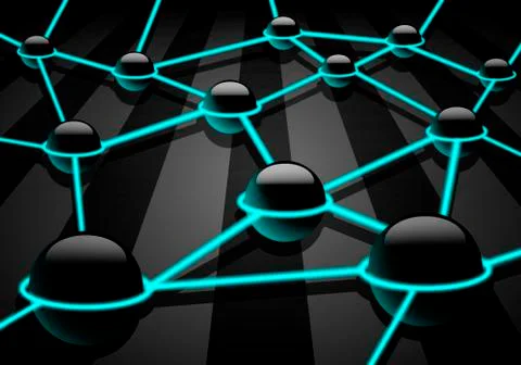 Connected neon spheres Stock Illustration