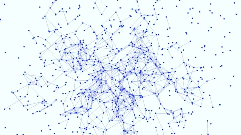 Connected network of blue nodes and lines Vídeo Stock 303189797