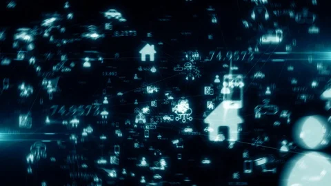 Connected network devices nodes Internet of things IOT cloud computing Stock Footage 116288545