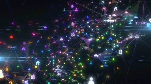 Connected network devices nodes Internet of things IOT cloud computing Stockillustratie