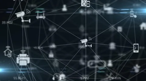 Connected network devices nodes Internet of things IOT cloud computing イラスト素材