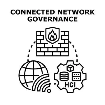 Connected network governance concept illustrating security and global data Stock Illustration