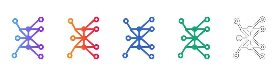 Connected Network Node System Icons Illustrazione stock