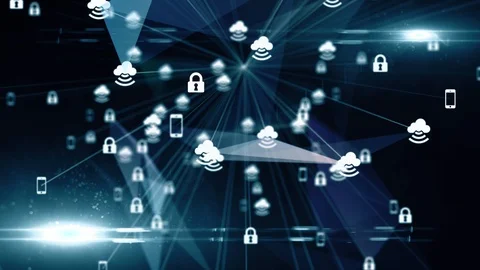 Connected network nodes Internet of things IOT cloud computing conceptual 3D ren 動画素材 102683081