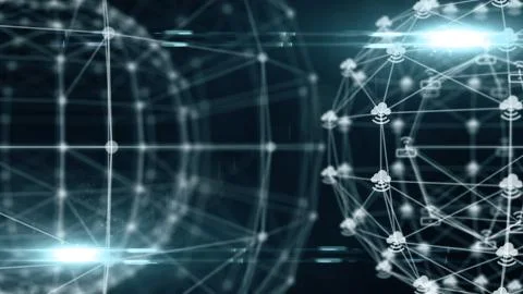 Connected network nodes Internet of things IOT cloud computing conceptual  Illustrazione stock