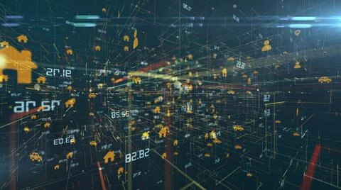 Connected network nodes Internet of things IOT cloud computing big data  Illustrazione stock