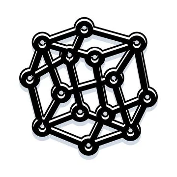 Connected network structure forming molecule or atom Illustrazione stock
