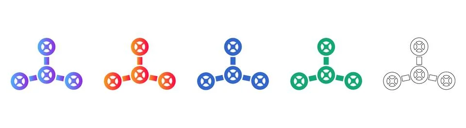 Connected Node Network Icons for Tech Concepts Stockillustratie