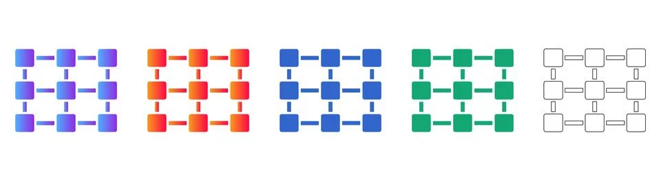 Connected Nodes and Data Network Icons Illustrazione stock