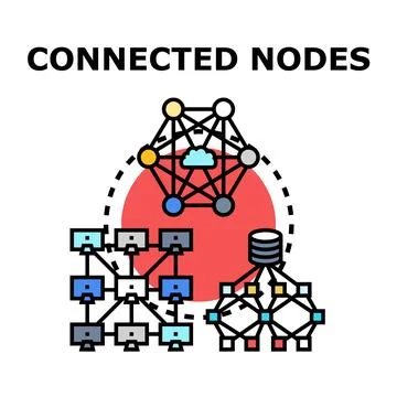 Connected nodes network data technology infrastructure concept Stock Illustration