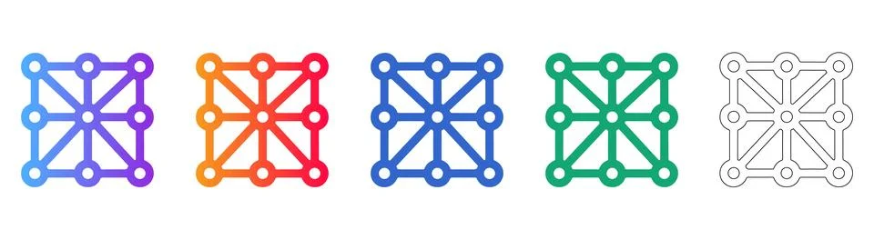 Connected Nodes Network Grid Icons イラスト素材
