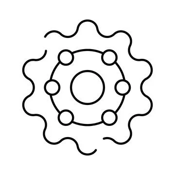 Connected nodes in a settings gear icon design Illustrazione stock