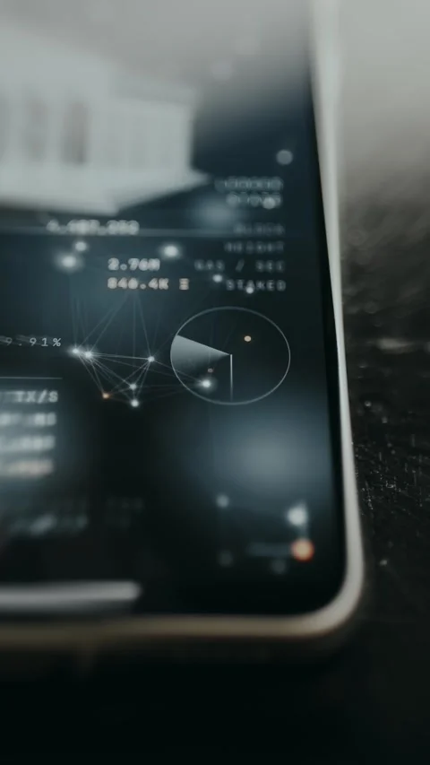 Connected Nodes Visualization - Portrait Technology View Stock Footage 336407975