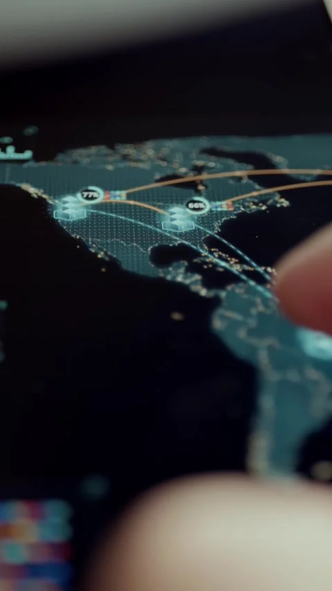 Connected North American Cloud Infrastructure Map Stock Footage 341872003