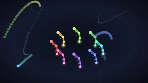 Connected Particle Chain Loop - Colorful Network Molecule Background 库存影片 341563665