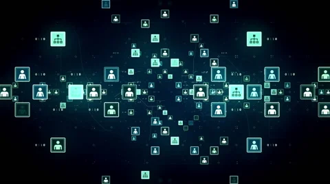 Connected People Blue Dolly Stock Footage 47467258